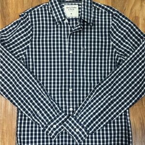 Abercrombie & Fitch Navy and White Gingham Button-Down Shirt